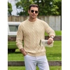 image:imageCOOFANDY Mens Sweater Crewneck Cable Knit Sweater Casual Warm PulloverApricot