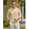image:imageCOOFANDY Mens Sweater Crewneck Cable Knit Sweater Casual Warm PulloverApricot