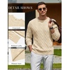 image:imageCOOFANDY Mens Sweater Crewneck Cable Knit Sweater Casual Warm PulloverApricot