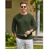 image:imageCOOFANDY Mens Sweater Crewneck Cable Knit Sweater Casual Warm PulloverArmy Green