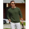 image:imageCOOFANDY Mens Sweater Crewneck Cable Knit Sweater Casual Warm PulloverArmy Green