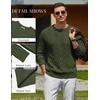 image:imageCOOFANDY Mens Sweater Crewneck Cable Knit Sweater Casual Warm PulloverArmy Green
