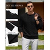image:imageCOOFANDY Mens Sweater Crewneck Cable Knit Sweater Casual Warm PulloverBlack