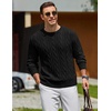 image:imageCOOFANDY Mens Sweater Crewneck Cable Knit Sweater Casual Warm PulloverBlack