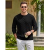 image:imageCOOFANDY Mens Sweater Crewneck Cable Knit Sweater Casual Warm PulloverBlack