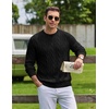 image:imageCOOFANDY Mens Sweater Crewneck Cable Knit Sweater Casual Warm PulloverBlack