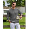 image:imageCOOFANDY Mens Sweater Crewneck Cable Knit Sweater Casual Warm PulloverDark Gray