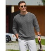 image:imageCOOFANDY Mens Sweater Crewneck Cable Knit Sweater Casual Warm PulloverDark Gray
