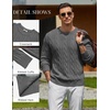 image:imageCOOFANDY Mens Sweater Crewneck Cable Knit Sweater Casual Warm PulloverDark Gray