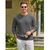 image:imageCOOFANDY Mens Sweater Crewneck Cable Knit Sweater Casual Warm PulloverDark Gray