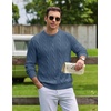 image:imageCOOFANDY Mens Sweater Crewneck Cable Knit Sweater Casual Warm PulloverGray Blue