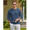 image:imageCOOFANDY Mens Sweater Crewneck Cable Knit Sweater Casual Warm PulloverGray Blue