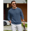 image:imageCOOFANDY Mens Sweater Crewneck Cable Knit Sweater Casual Warm PulloverGray Blue