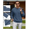 image:imageCOOFANDY Mens Sweater Crewneck Cable Knit Sweater Casual Warm PulloverGray Blue