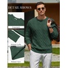 image:imageCOOFANDY Mens Sweater Crewneck Cable Knit Sweater Casual Warm PulloverGreen