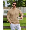 image:imageCOOFANDY Mens Sweater Crewneck Cable Knit Sweater Casual Warm PulloverKhaki