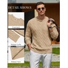 image:imageCOOFANDY Mens Sweater Crewneck Cable Knit Sweater Casual Warm PulloverKhaki