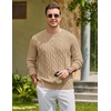 image:imageCOOFANDY Mens Sweater Crewneck Cable Knit Sweater Casual Warm PulloverKhaki