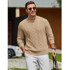 image:imageCOOFANDY Mens Sweater Crewneck Cable Knit Sweater Casual Warm PulloverKhaki