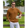 image:imageCOOFANDY Mens Sweater Crewneck Cable Knit Sweater Casual Warm PulloverLight Brown