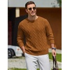 image:imageCOOFANDY Mens Sweater Crewneck Cable Knit Sweater Casual Warm PulloverLight Brown