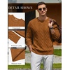 image:imageCOOFANDY Mens Sweater Crewneck Cable Knit Sweater Casual Warm PulloverLight Brown