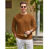 image:imageCOOFANDY Mens Sweater Crewneck Cable Knit Sweater Casual Warm PulloverLight Brown