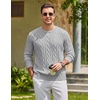 image:imageCOOFANDY Mens Sweater Crewneck Cable Knit Sweater Casual Warm PulloverLight Gray