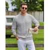 image:imageCOOFANDY Mens Sweater Crewneck Cable Knit Sweater Casual Warm PulloverLight Gray