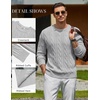 image:imageCOOFANDY Mens Sweater Crewneck Cable Knit Sweater Casual Warm PulloverLight Gray