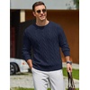 image:imageCOOFANDY Mens Sweater Crewneck Cable Knit Sweater Casual Warm PulloverNavy Blue