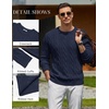 image:imageCOOFANDY Mens Sweater Crewneck Cable Knit Sweater Casual Warm PulloverNavy Blue