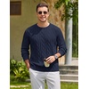image:imageCOOFANDY Mens Sweater Crewneck Cable Knit Sweater Casual Warm PulloverNavy Blue