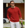 image:imageCOOFANDY Mens Sweater Crewneck Cable Knit Sweater Casual Warm PulloverRed