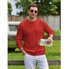 image:imageCOOFANDY Mens Sweater Crewneck Cable Knit Sweater Casual Warm PulloverRed