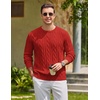 image:imageCOOFANDY Mens Sweater Crewneck Cable Knit Sweater Casual Warm PulloverRed