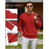 image:imageCOOFANDY Mens Sweater Crewneck Cable Knit Sweater Casual Warm PulloverRed