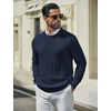 image:imageCOOFANDY Mens Sweater Crewneck Ribbed Knit Soft Warm Pullover SweaterNavy Blue