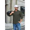 image:imageCOOFANDY Mens TShirt Quarter Button Pullover Casual Long Sleeve SweatshirtArmy Green