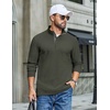 image:imageCOOFANDY Mens TShirt Quarter Button Pullover Casual Long Sleeve SweatshirtArmy Green