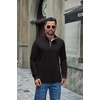 image:imageCOOFANDY Mens TShirt Quarter Button Pullover Casual Long Sleeve SweatshirtBlack