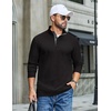 image:imageCOOFANDY Mens TShirt Quarter Button Pullover Casual Long Sleeve SweatshirtBlack