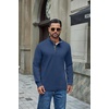 image:imageCOOFANDY Mens TShirt Quarter Button Pullover Casual Long Sleeve SweatshirtDark Blue