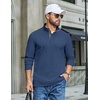 image:imageCOOFANDY Mens TShirt Quarter Button Pullover Casual Long Sleeve SweatshirtDark Blue