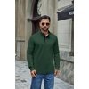 image:imageCOOFANDY Mens TShirt Quarter Button Pullover Casual Long Sleeve SweatshirtDark Green