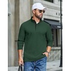 image:imageCOOFANDY Mens TShirt Quarter Button Pullover Casual Long Sleeve SweatshirtDark Green