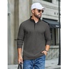 image:imageCOOFANDY Mens TShirt Quarter Button Pullover Casual Long Sleeve SweatshirtDark Grey