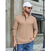 image:imageCOOFANDY Mens TShirt Quarter Button Pullover Casual Long Sleeve SweatshirtKhaki