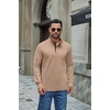 image:imageCOOFANDY Mens TShirt Quarter Button Pullover Casual Long Sleeve SweatshirtKhaki