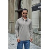 image:imageCOOFANDY Mens TShirt Quarter Button Pullover Casual Long Sleeve SweatshirtLight Grey